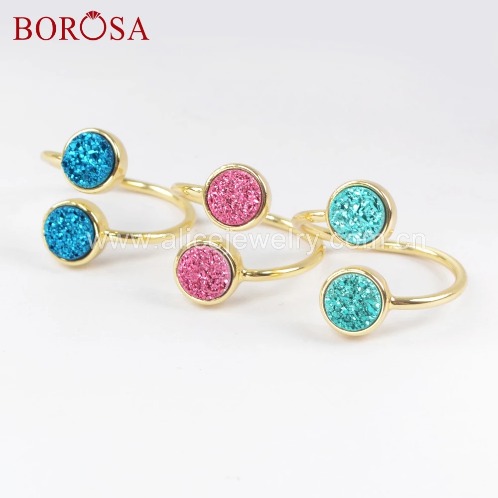BOROSA 4pcs Natural Druzy Titanium Dark Rainbow Ring Electroplated Adjustable Size Rings Summer Wearing ZG0364
BOROSA 4pcs Natural Druzy Titanium Dark Rainbow Ring Electroplated Adjustable Size Rings Summer Wearing ZG0364