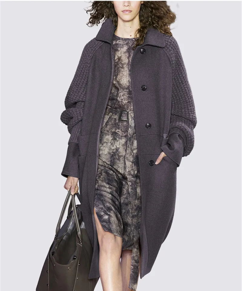 2018 new fashion woolen fabrics knitted spliced women long overcoat cocoon type EU size S/M/L/XL
2018 new fashion woolen fabrics knitted spliced women long overcoat cocoon type EU size S/M/L/XL