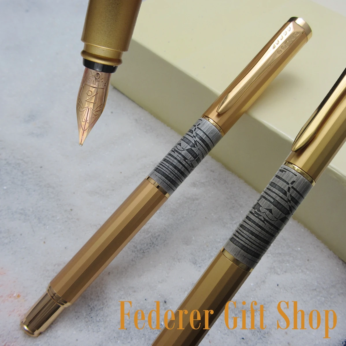 

Fuliwen F06 Unique Rhombus Cheetah graphics Pen Body 10K Golden Nib Fountain Pen High Quality Gold Gift Ink Pen