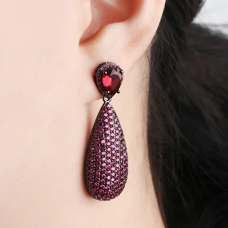 Fashion Large High-End Earrings Female Jewelry Romantic Wedding Color Black Electroplating Drop-Shaped Zirconia Earrings
Fashion Large High-End Earrings Female Jewelry Romantic Wedding Color Black Electroplating Drop-Shaped Zirconia Earrings