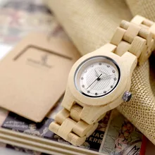 BOBO BIRD Natural Bamboo Ladies Watches Top Brand Design Clocks CO10 for Women in Box Can Laser Logo on the Back Case