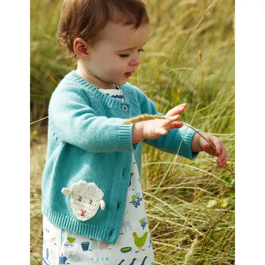 Фото Трикотажный Хлопковый свитер небесно синего цвета для маленьких - купить