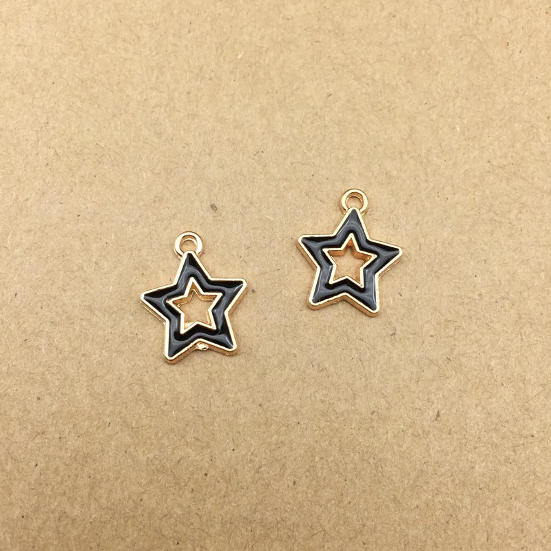 10pcs DIY fashion metal enamel hollowed out hollow star charms bracelet pendants for necklace earring jewelry making material | Украшения и