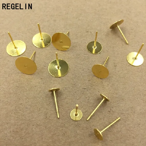 REGELIN Gold Plated Ear Stud with 5/6/8/10/12mm Flat Blank base Pad Copper 100pcs DIY earring settings Jewelry Accessories
REGELIN Gold Plated Ear Stud with 5/6/8/10/12mm Flat Blank base Pad Copper 100pcs DIY earring settings Jewelry Accessories