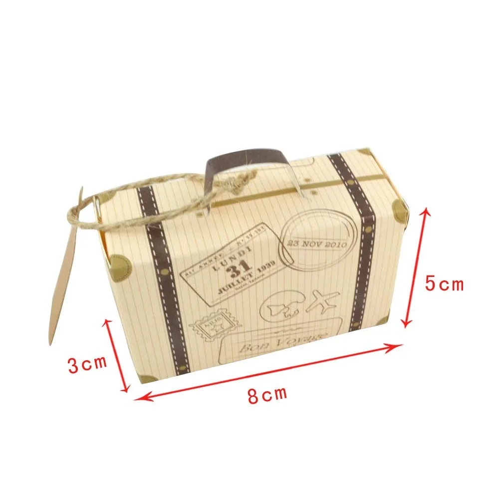 

50pcs Wedding Favors Gifts Box Mini Trunk Suitcase Candy Box for Mariage Decoration Chocolate Bags Event Party Supplies