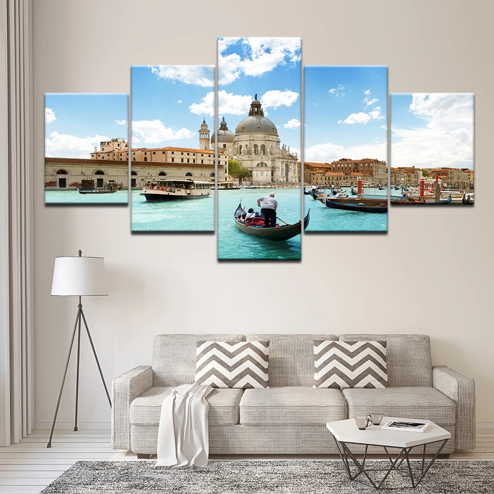 Фото Картина на холсте Большой Канал Венеция итальянское окно 5 шт. Настенная картина(China)