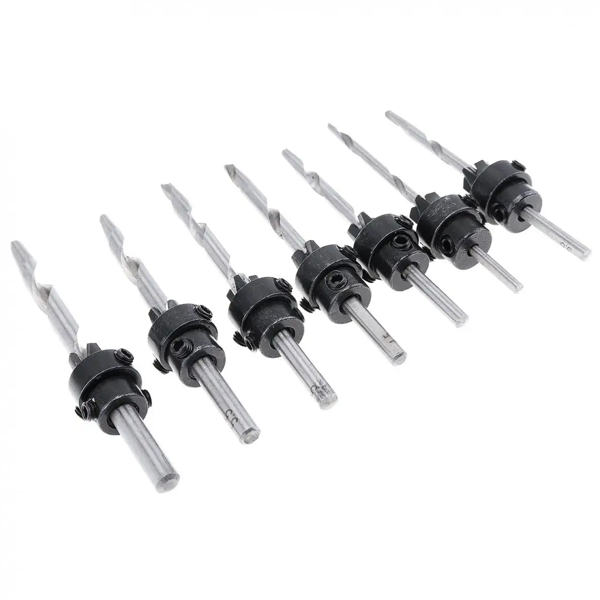 7pcs HSS Wood Screw Drilling Opener Chamfer Cone Hole Drill Reaming Drill with Small Wrench for Drilling on Hard Wood and Wood
7pcs HSS Wood Screw Drilling Opener Chamfer Cone Hole Drill Reaming Drill with Small Wrench for Drilling on Hard Wood and Wood