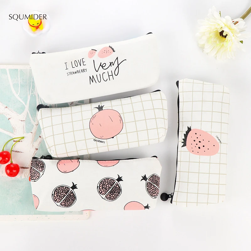 SQUMIDER Simple Sweet Strawberry/Pomegranate Canvas Pencil Case Large Capacity Korea Kawaii Pen bag
SQUMIDER Simple Sweet Strawberry/Pomegranate Canvas Pencil Case Large Capacity Korea Kawaii Pen bag