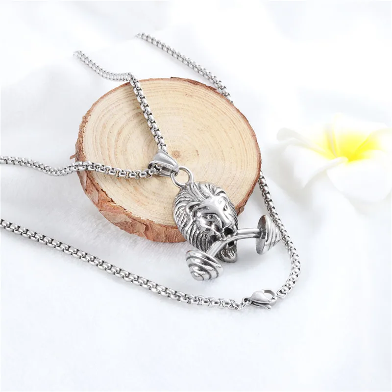 European and American jewelry titanium steel lion pendant necklace trend men's gift stainless steel lion dumbbell pendant
European and American jewelry titanium steel lion pendant necklace trend men's gift stainless steel lion dumbbell pendant