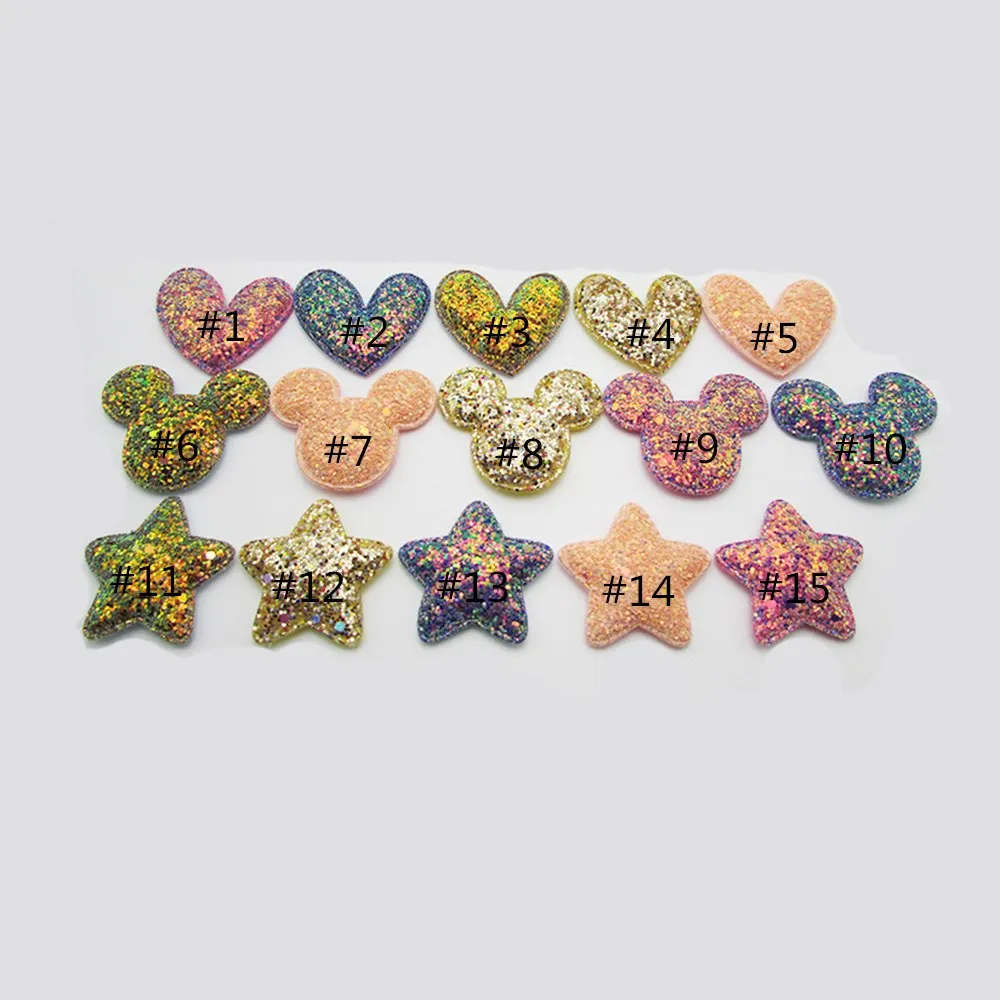 50pcs/lot ,5.5cm ,4.8cm,5cm Glitter sequin Five-pointed Star , Mouse ear and Heart for headband hair fashion accessories
50pcs/lot ,5.5cm ,4.8cm,5cm Glitter sequin Five-pointed Star , Mouse ear and Heart for headband hair fashion accessories