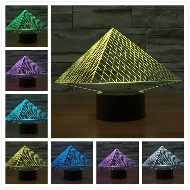 Colorful Pyramid 3D lamp LED acrylic stereoscopic light gradient colorful Nightlight 3d Lamp Table Lamp Usb Led Night Lamp
Colorful Pyramid 3D lamp LED acrylic stereoscopic light gradient colorful Nightlight 3d Lamp Table Lamp Usb Led Night Lamp
