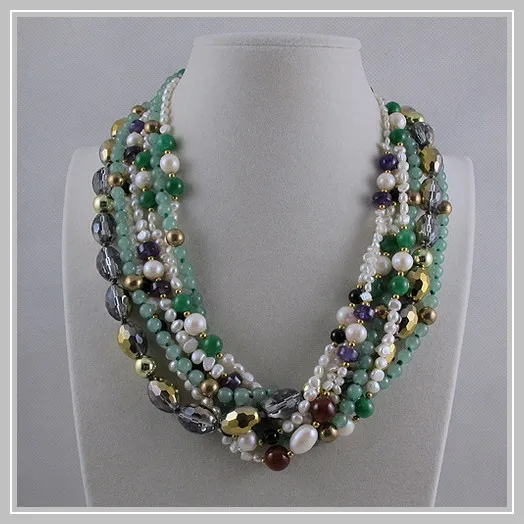 Unique Pearls jewellery Store,7rows Green Jades Crystal Beads White Freshwater Pearl Necklace,Perfect Women Gift Jewelry
Unique Pearls jewellery Store,7rows Green Jades Crystal Beads White Freshwater Pearl Necklace,Perfect Women Gift Jewelry