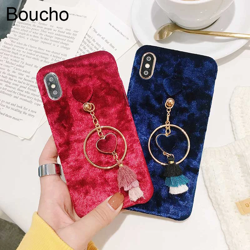 Чехол Boucho для телефона с 3D подвеской в виде сердца iphone X 6 6S 7 8 Plus XS MAX XR мягкие