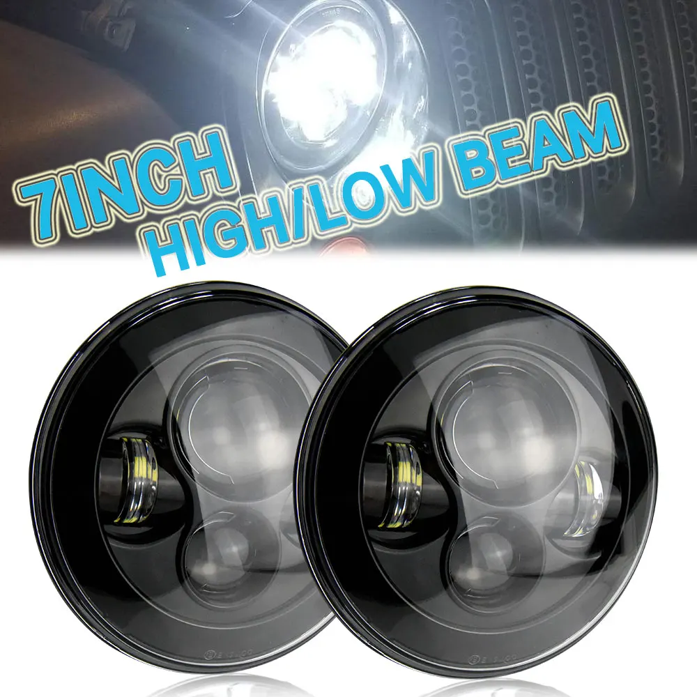 2 шт. светодиодные фары 7 дюймов 75 Вт 35 Hi Lo луч 5000lms 3000lm мото велосипед Jeep Wrangler 1997 2016