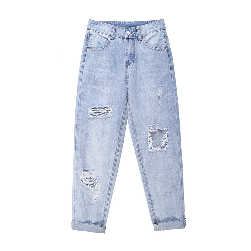 Navy blue hole tight denim jeans 2019New summer women's casual button fly high waist new trousers women's plain fashion pants
Navy blue hole tight denim jeans 2019New summer women's casual button fly high waist new trousers women's plain fashion pants