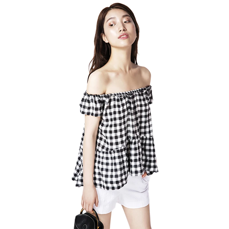 Customize Women Summer Fashion Plus Size Retro Vintage Black and White Plaid Print Slash Neck Off Shoulder Short Sleeves Shirt
Customize Women Summer Fashion Plus Size Retro Vintage Black and White Plaid Print Slash Neck Off Shoulder Short Sleeves Shirt