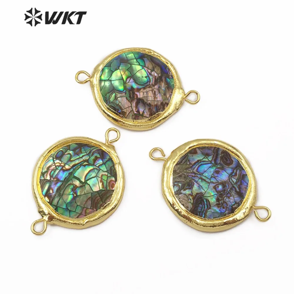 WKT WT-JP105, новый дизайн, круглый натуральный соединитель корпуса Abalone с золотой отделкой, украшение для ювелирных изделий
WKT WT-JP105, новый дизайн, круглый натуральный соединитель корпуса Abalone с золотой отделкой, украшение для ювелирных изделий
