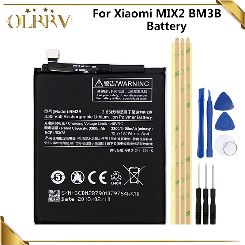 

BM3B Battery for Xiaomi Mi Mix 2 Mix2 Batterie Bateria Batterij Accumulator AKKU 3400mAh+Tools