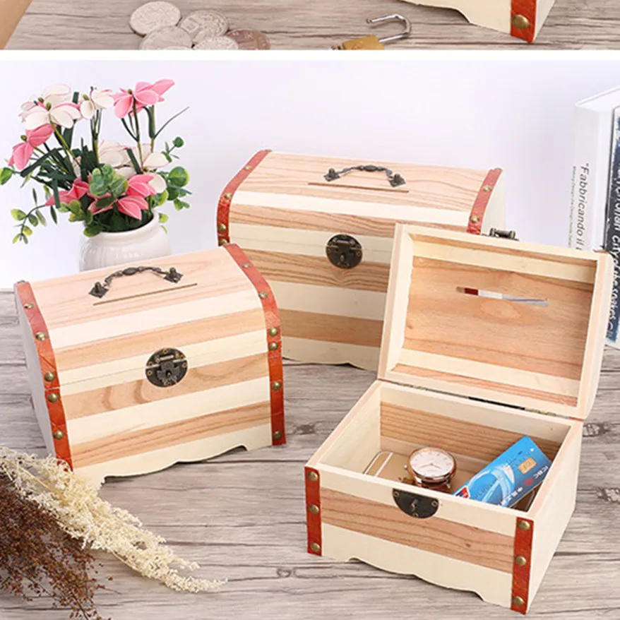 Wooden Box with Lock Money Storage boxes Case Piggy Bank Jewelry Organizer Secret Caja de cosmeticos de almacenamiento
Wooden Box with Lock Money Storage boxes Case Piggy Bank Jewelry Organizer Secret Caja de cosmeticos de almacenamiento