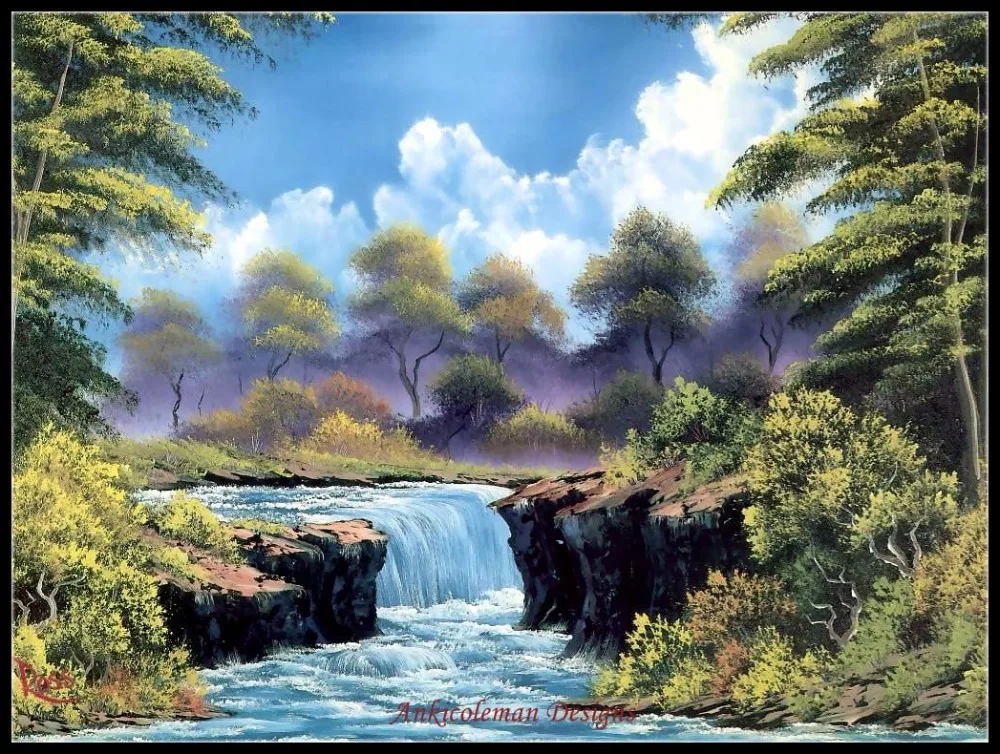 

Needlework for embroidery DIY French DMC High Quality - Counted Cross Stitch Kits 14 ct Oil painting - Ross - Waterfall