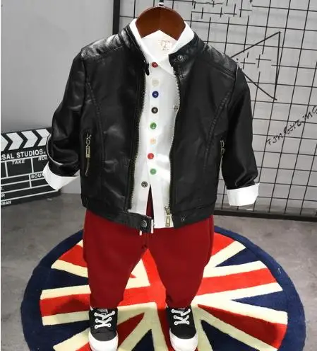 spring and autumn imitation leather jacket + shirt + pants three-piece children's clothing fashion children's clothing 2-6 year
spring and autumn imitation leather jacket + shirt + pants three-piece children's clothing fashion children's clothing 2-6 year