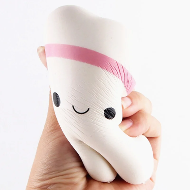 

11cm Cute Cartoon Tooth Pendant Squishy Toy Squishy Hand Spinner Teeth Soft Squeeze slow rebound decompression Toy Gift