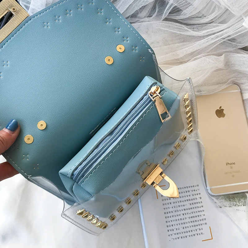 5 Colors High Quality Women New Luxury Handbags Chains City Jogging Bag Female Rivets Transparent Square Bag
5 Colors High Quality Women New Luxury Handbags Chains City Jogging Bag Female Rivets Transparent Square Bag