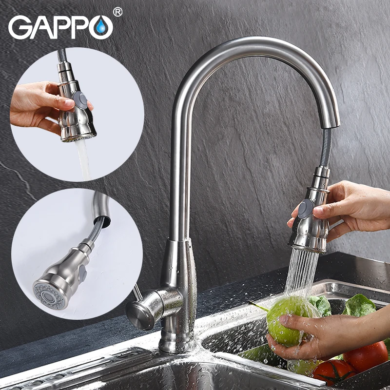 Смеситель для кухни GAPPO, кухонный кран из нержавеющей стали с выдвижной ручкой и поворотным носиком
Смеситель для кухни GAPPO, кухонный кран из нержавеющей стали с выдвижной ручкой и поворотным носиком
