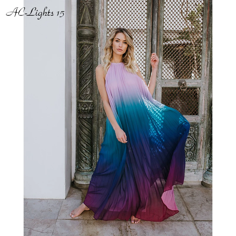 Women Summer Halter Dress 2022 Backless Party Chiffon Dress Boho Long Maxi Floor Length Dress Evening Party Gradient Dresses
Women Summer Halter Dress 2022 Backless Party Chiffon Dress Boho Long Maxi Floor Length Dress Evening Party Gradient Dresses