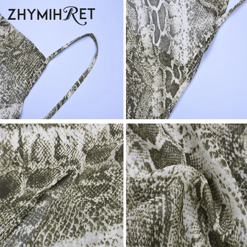 Женское шифоновое Прозрачное платье ZHYMIHRET прозрачное длинное со змеиным принтом
