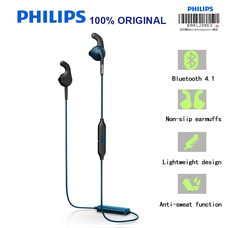 

Беспроводные Bluetooth наушники Philips SHQ6500 с шейным ободом, наушники с басами, водонепроницаемая гарнитура с микрофоном для Iphone X