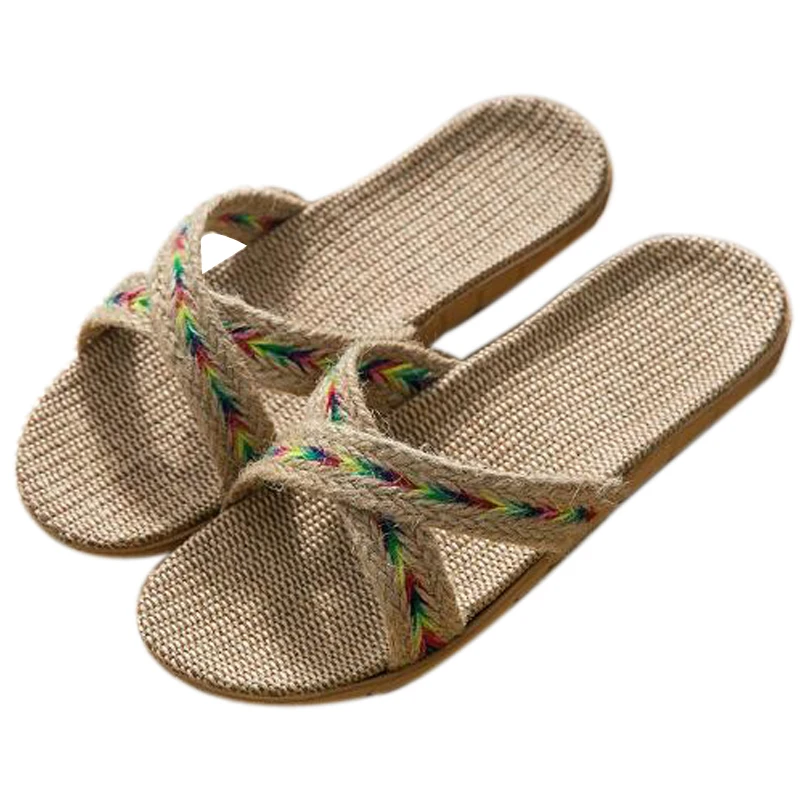 Women's Cross Flax Slippers Beach Flip Flops Indoor Non-slip EVA Mute Hotel Linen Slippers Women Slides Home Shoes Flat Sandals
Women's Cross Flax Slippers Beach Flip Flops Indoor Non-slip EVA Mute Hotel Linen Slippers Women Slides Home Shoes Flat Sandals