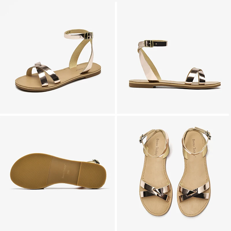 BeauToday Gladiator Sandals Women Genuine Cow Leather Cross Band Champagne Color Summer Beach Ladies Flat Shoes Handmade 32148
BeauToday Gladiator Sandals Women Genuine Cow Leather Cross Band Champagne Color Summer Beach Ladies Flat Shoes Handmade 32148