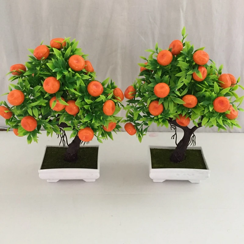 Artificial Plant Bonsai Orange plastic pots+Small Fruit Tree Potted For Home Living Room Flower Set Shop Hotel Party Decor | Дом и сад