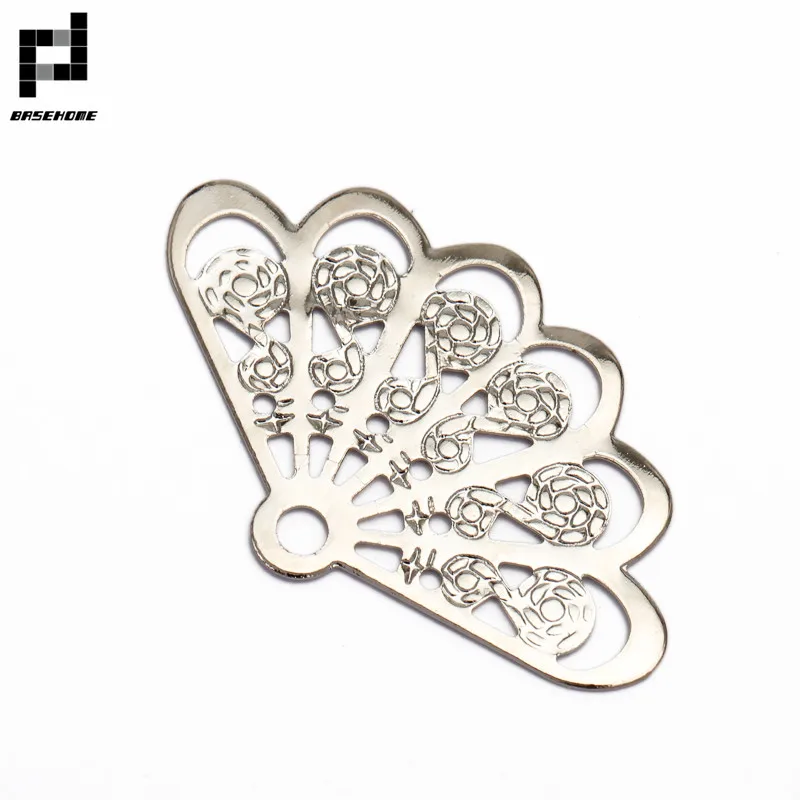 BASEHOME 20pcs 14x23mm Copper Fan Shape Filigree Hollow Pendant Jewelry DIY Components Necklace Bracelet Findings | Украшения и