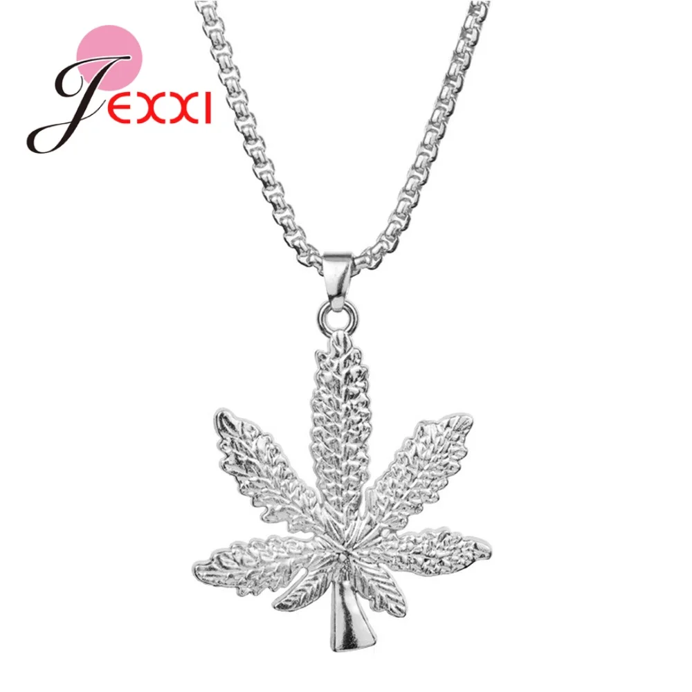 

New Creative Maple Leaf Pendant Necklace For Mom/Wife/Daughter 925 Sterling Silver Three Color Long Necklaces Wholesale/Retail