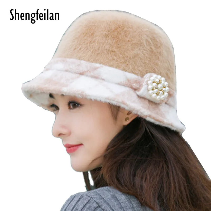 Элегантные вечерние Для женщин мех кролика фетровая шляпа зима Fedoras Cloche Боулер