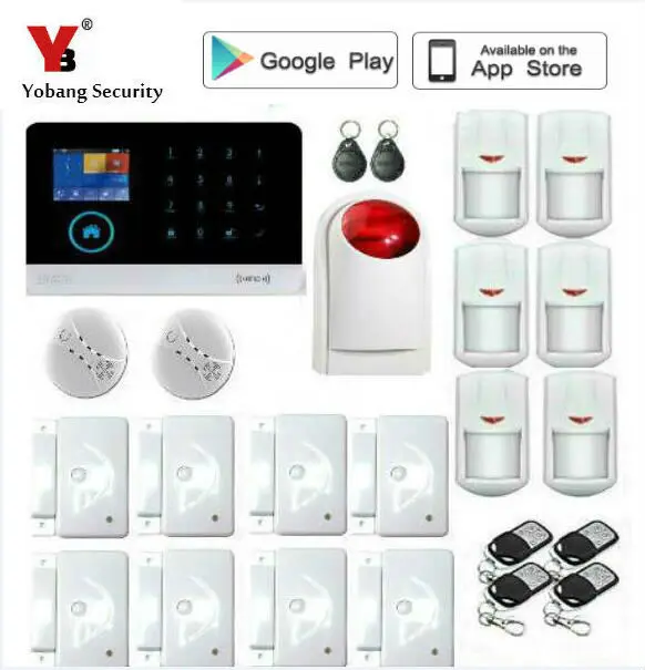 

Yobang Security 433mhz WIFI GSM alalrm system Touch keypad IOS Android APP control Home Security Alarm System/ wireless siren