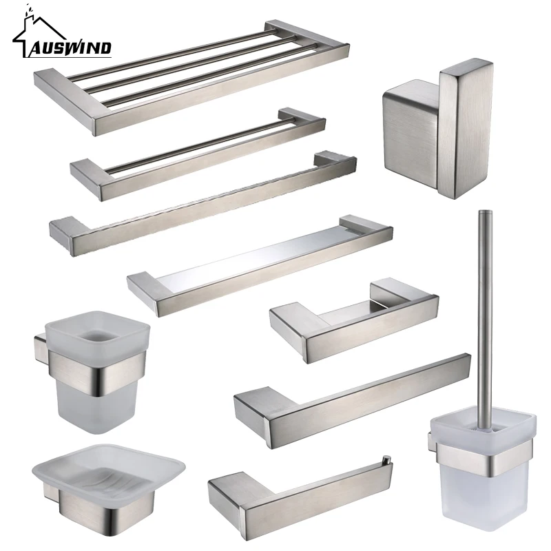 Sus 304 Stainless Steel Bathroom Accessories Set Brushed Silver Toilet Brush Holder Towel Bar Soap Dishes Bathroom Hardware Set
Sus 304 Stainless Steel Bathroom Accessories Set Brushed Silver Toilet Brush Holder Towel Bar Soap Dishes Bathroom Hardware Set