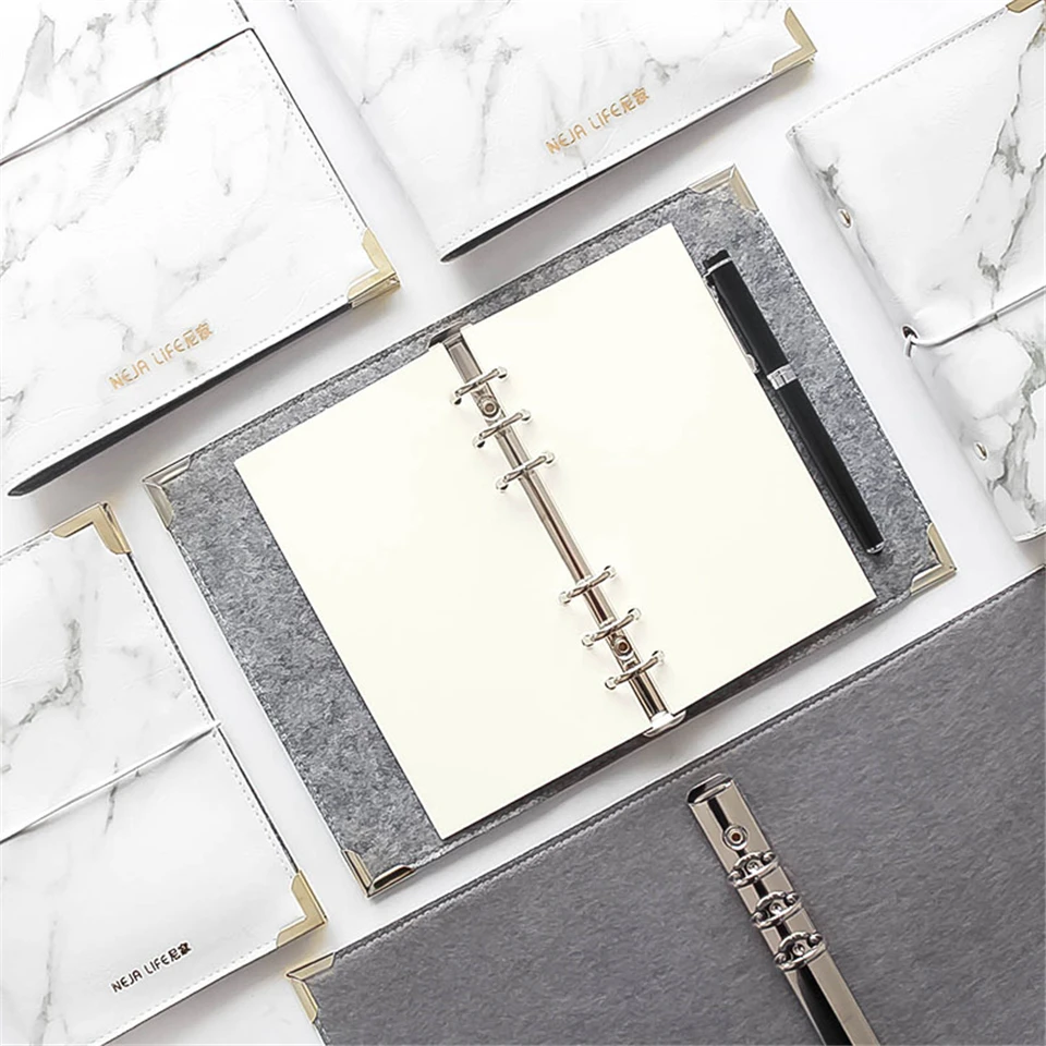 A5 A6 A7 Marble Leather Spiral Notebook Cover Office Simple Original Binder Personal Diary Agenda Organizer Cute Ring Stationery |