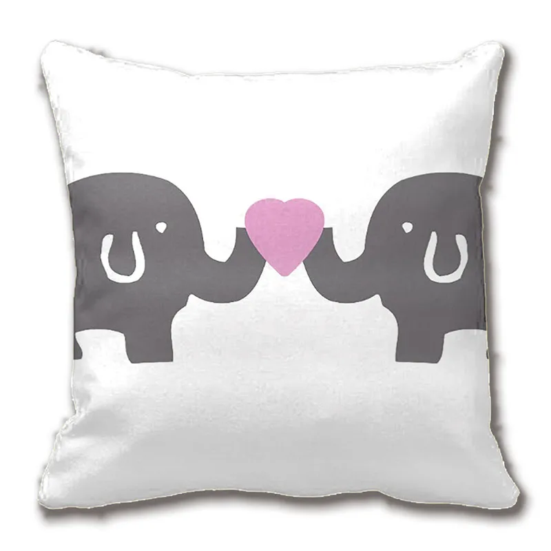 

Cute White And Grey Elephants With Pink Hearts Throw Pillow Case Decorative Cushion Cover Pillowcase Customize Gift By Lvsure