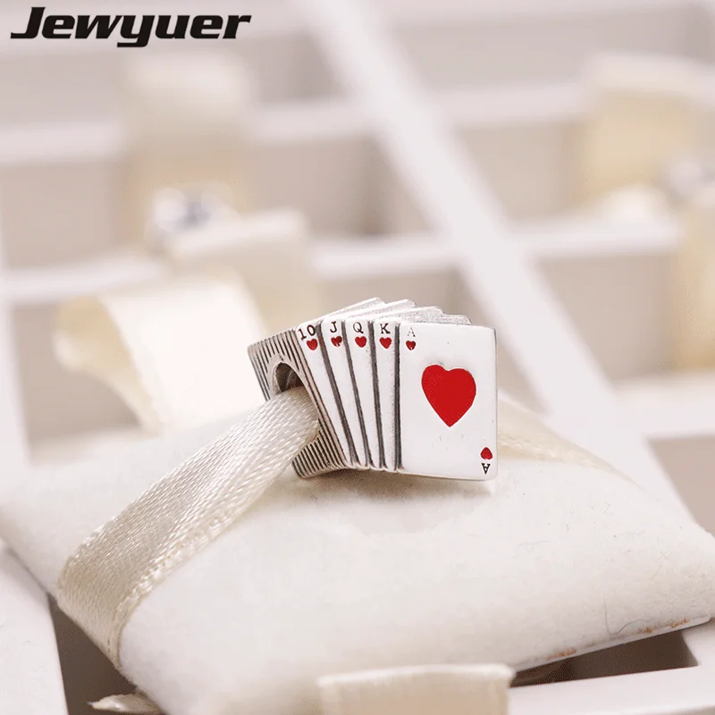 Летние игральные карты подвески с эмалью сердечка 925 пробы серебряные ювелирные