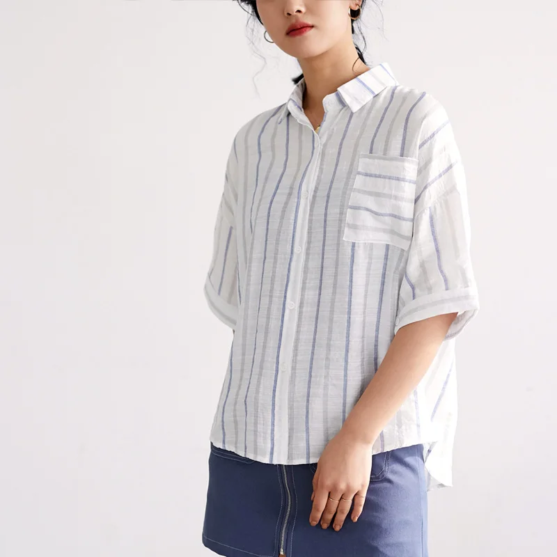 Casual Striped Shirt Loose Five-point Sleeve Office Lady Shirt 2021 Fashion Ladies Clothing Women Tops Women Shirts 5259 50
Casual Striped Shirt Loose Five-point Sleeve Office Lady Shirt 2021 Fashion Ladies Clothing Women Tops Women Shirts 5259 50