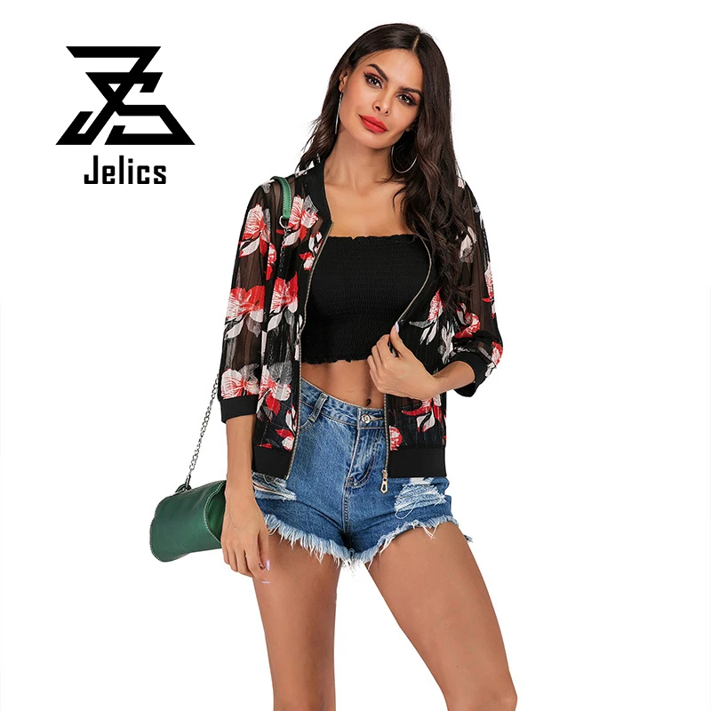 Jelics Spring Summer 2019 Fashion Sunscreen Thin Jacket Coat Women Outwear Floral Pattern Zipper Fly Three Quarter Sleeve Coat
Jelics Spring Summer 2019 Fashion Sunscreen Thin Jacket Coat Women Outwear Floral Pattern Zipper Fly Three Quarter Sleeve Coat