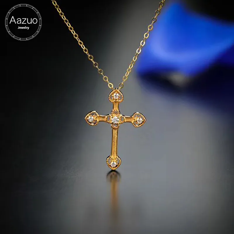Aazuo Real 18K Yellow Gold Rose Gold Real Diamonds Micro Paved Originality Cross Free Pendent Necklace gifted for Women Au750
Aazuo Real 18K Yellow Gold Rose Gold Real Diamonds Micro Paved Originality Cross Free Pendent Necklace gifted for Women Au750