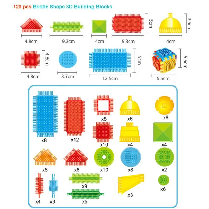 Block Toys 120pcs Bristle Shape 3D Building Blocks Tiles Construction Playboards Toys toys for children brinquedos Gifts, XM30
Block Toys 120pcs Bristle Shape 3D Building Blocks Tiles Construction Playboards Toys toys for children brinquedos Gifts, XM30