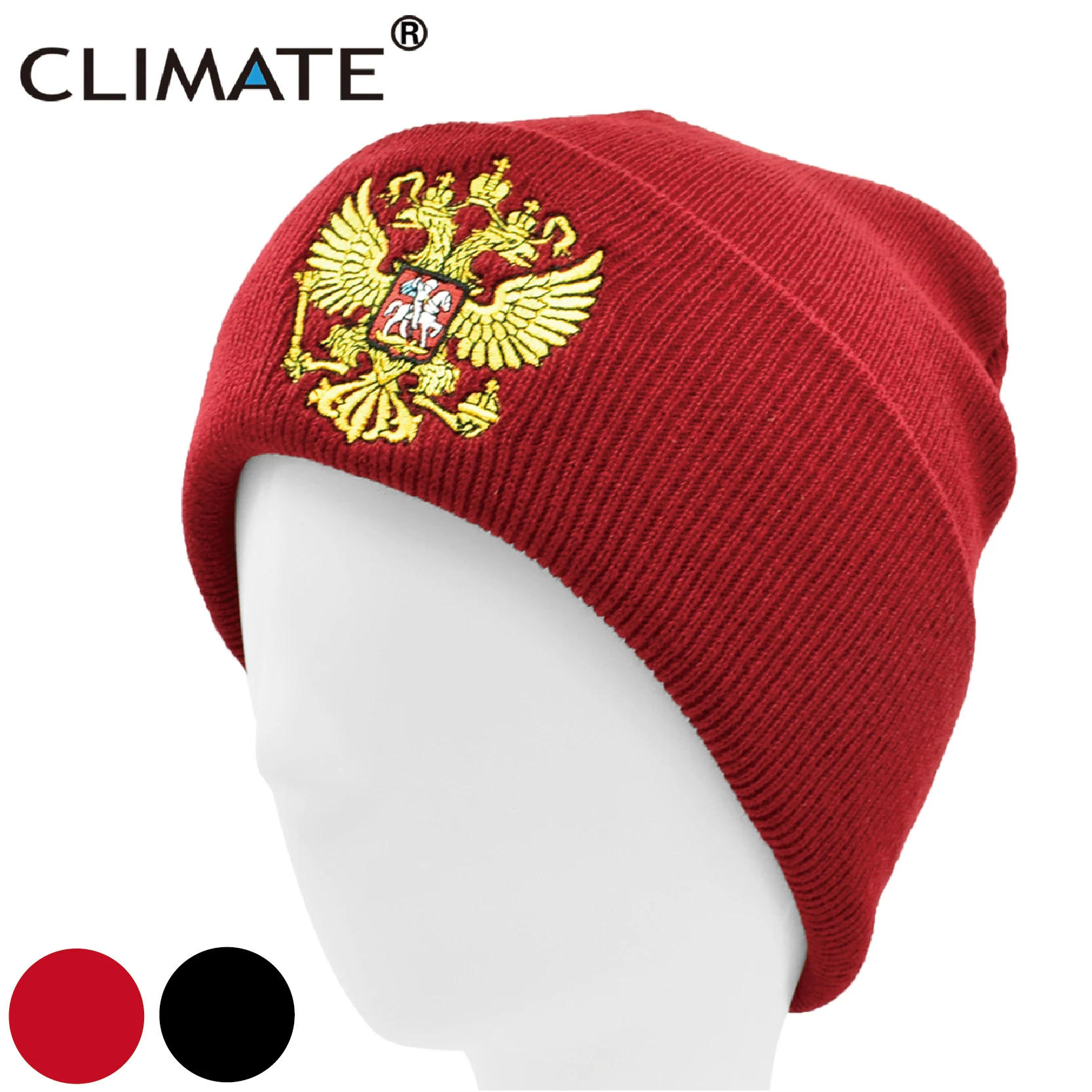 

CLIMATE Men Russia Beanie Hat Russian Emblem Winter Beanie National Day Skullies Men Women Warm Knitted Hats Cap for Men Women