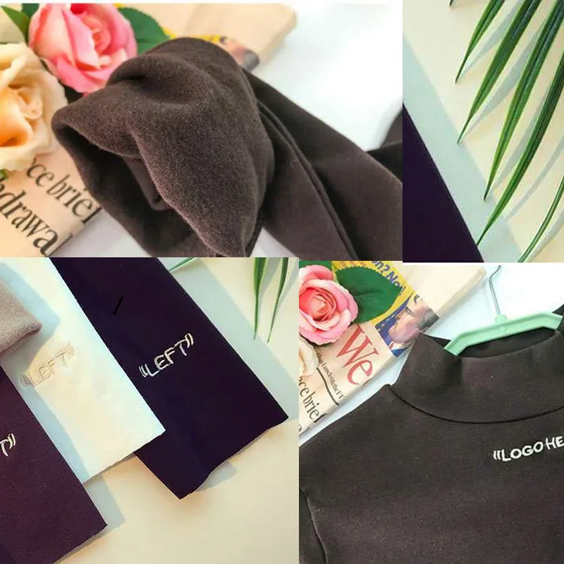 Half Turtleneck T shirt Long Sleeve Solid Color Embroidery Letter Sexy Ladies Winter Autumn Tops T-shirts
Half Turtleneck T shirt Long Sleeve Solid Color Embroidery Letter Sexy Ladies Winter Autumn Tops T-shirts