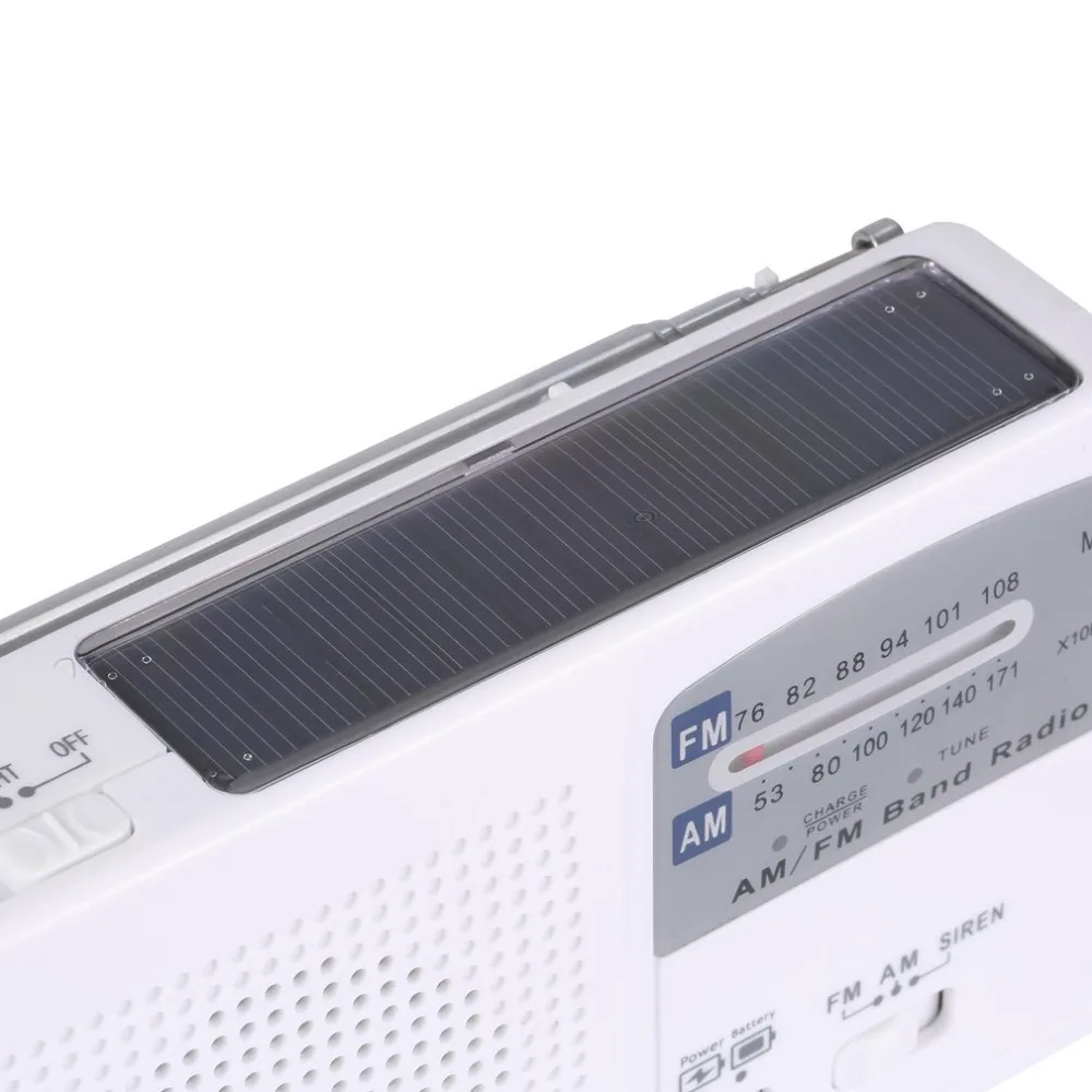 Multifunctional Dynamo/Solar/AAA Battery Powered AM/FM Radio with Emergency LED Flashlight & Siren Support Mobile Charge |