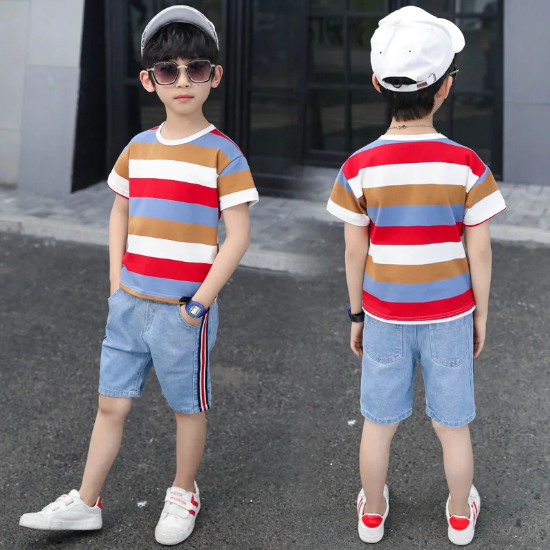 Kids Boys Stripe Tops and Denim Pants Sets Summer Sport Suits Teenage Boy 4 5 6 7 8 9 10 11 12 13 14 Year Children Clothes Set
Kids Boys Stripe Tops and Denim Pants Sets Summer Sport Suits Teenage Boy 4 5 6 7 8 9 10 11 12 13 14 Year Children Clothes Set